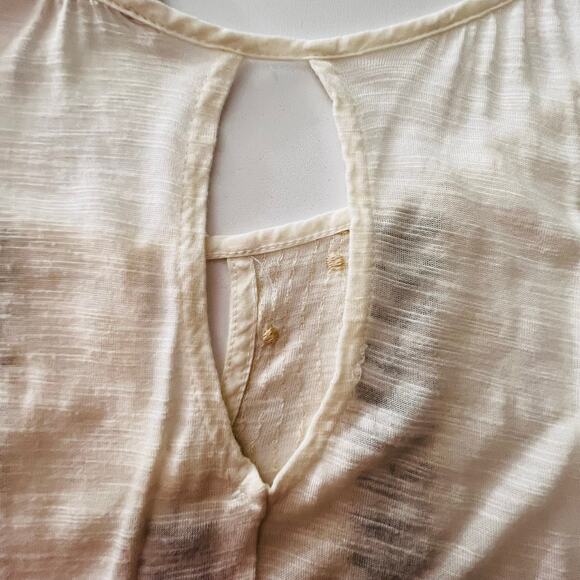 American Eagle Top Womens Medium Embroidered Peasant Keyhole White Long Sleeve - Picture 8 of 11